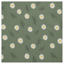 Large Olive Daisy Scatter - Ivory Linen Fabric