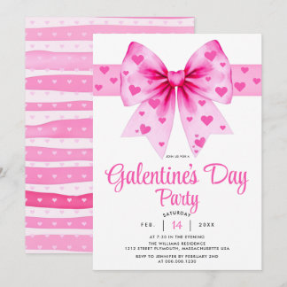 Large pink bow and hearts Galentine's Day party    Kaart