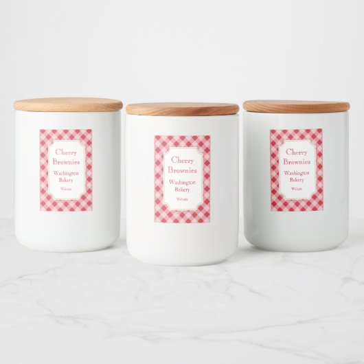 Large Red Gingham Labels  Voedselcontainer Etiket (Flessen)