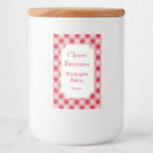 Large Red Gingham Labels  Voedselcontainer Etiket (Voorkant)