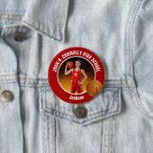 Large Red High School Basketball Player Photo Ronde Button 7,6 Cm (In situ)