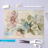 Large Slightly Abstract Pale Pink Peony with Blue Tissuepapier (Craft)