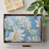Large White Daisies on a Sky Blue Background Tissuepapier (Geschenk)