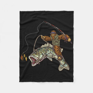 Largemouth B Vissen Bigfoot Visser Fleece Deken
