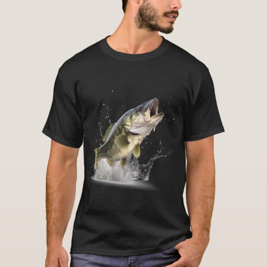 Largemouth Bass Black T-Shirt (Voorkant)