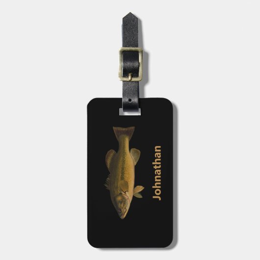 Largemouth Bass Fish and Name Phone Double-Sided Bagagelabel (Voorkant verticaal)