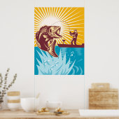 Largemouth Bass Fish Fly Fisherman Vist Poster (Keuken)