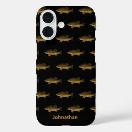 Largemouth Bass Fish Pattern and Name iPhone 16 Hoesje