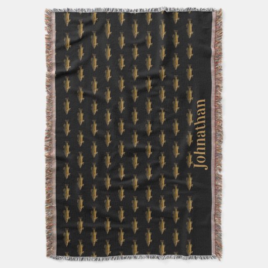 Largemouth Bass Fish Pattern Black Deken (Voorkant Verticaal)