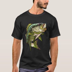 Largemouth Bass Illustration Vistekening Gevist T-shirt