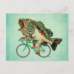 Largemouth Bass Rijden op een fiets Briefkaart