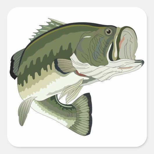 LARGEMOUTH BASS VIERKANTE STICKER (Voorkant)