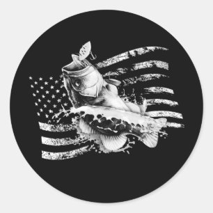 Largemouth Bass Vist de vlag van de VS Ronde Sticker