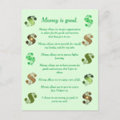 L'argent est bon, Affirmations sur cartes postales (Devant)