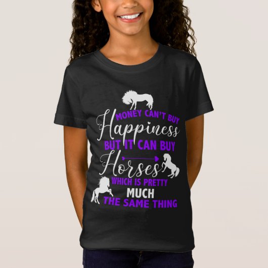 L'argent peut acheter des chevaux violet T-shirt (Devant)