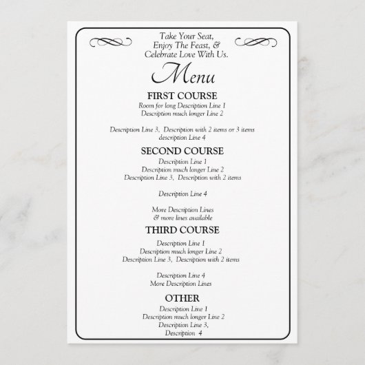 Larger Menu Card - Black White Infinity Scroll, (Voorkant)