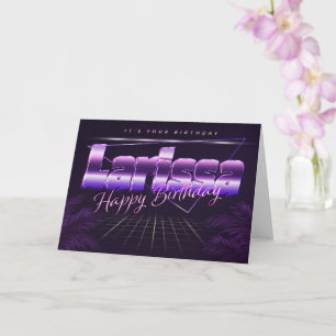 Larissa Nom Prénom carte rétro lilas Anniversaire