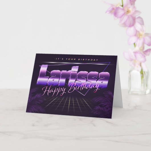 Larissa Nom Prénom lila retro Carte Anniversaire (Orchidée)