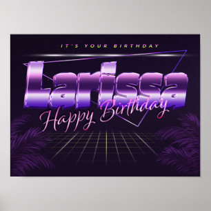 Larissa Nom Vorname lila retro Poster Geburtstag