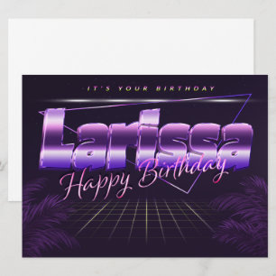Larissa prénom carte rétro lilas anniversaire