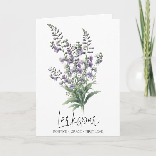 Larkespur Juillet Fleur de naissance Carte d'anniv (Devant)