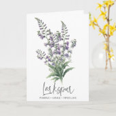 Larkespur Juillet Fleur de naissance Carte d'anniv (Fleur jaune)