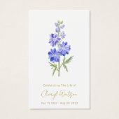 Larkspur | Carte de prière simple de souvenir (Devant)