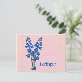 Larkspur Delphinium Watercolor Art July Birthday Briefkaart