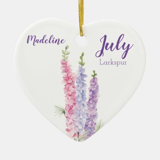 Larkspur Juli Bloedventilator Keramisch Ornament (Voorkant)
