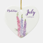 Larkspur Juli Bloedventilator Keramisch Ornament (Achterkant)