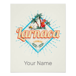Larnaca Cyprus Retro Cocktail Zonsondergang Perfect Poster