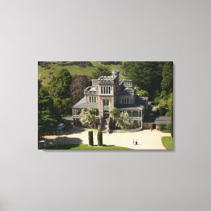 Larnach Castle, Dunedin, Nieuw-Zeeland - luchtfoto Canvas Afdruk