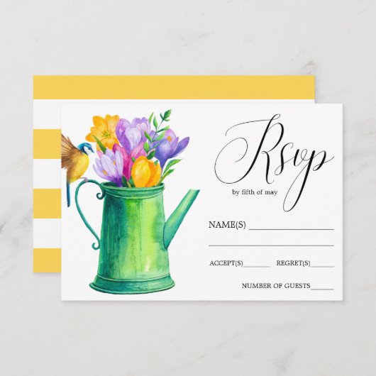 L'arrosage tendance Fleur peut tulips mariage RSVP (Devant / Derrière)