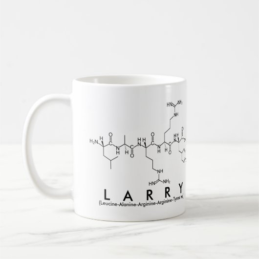 Larry peptide nom mug (Gauche)