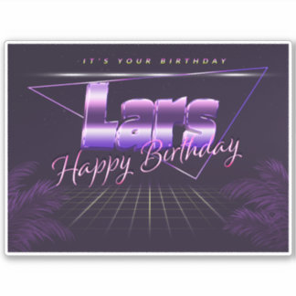 Lars prénom sticker rétro lilas anniversaire
