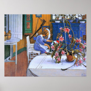 Larsson - Binnenshuis met een Cactus Poster