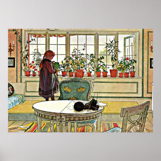 Larsson - Bloemen op een Windows Poster (Voorkant)