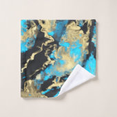 L'art Abstrait Turquoise et Or (Gant de toilette)