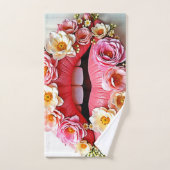 L'art des lèvres florales (Serviette à main)