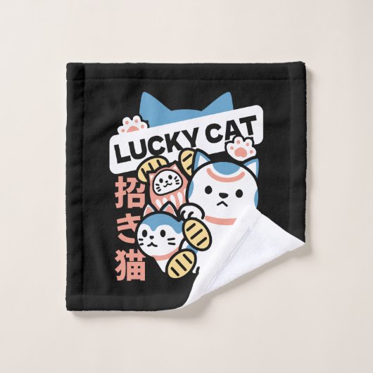L'art du chat chanceux – Maneki Neko avec pièce d' (Gant de toilette)