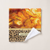 L'art liquide versent l'empreinte de léopard (Gant de toilette)