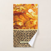 L'art liquide versent l'empreinte de léopard (Serviette à main)