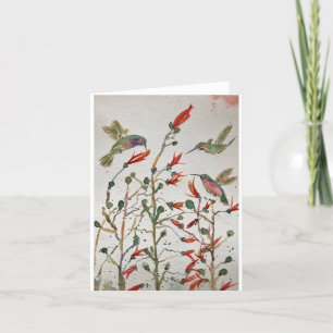 L'art original des colibris sur carte blanche