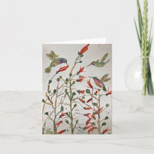 L'art original des colibris sur carte blanche