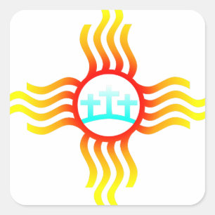 Las Cruces New Mexico Zia met drie kruisen Vierkante Sticker