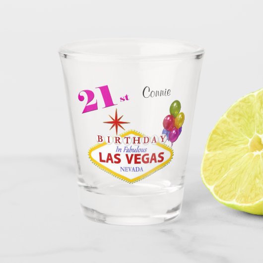 Las Vegas 21e anniversaire verre de tir personnali (Devant)