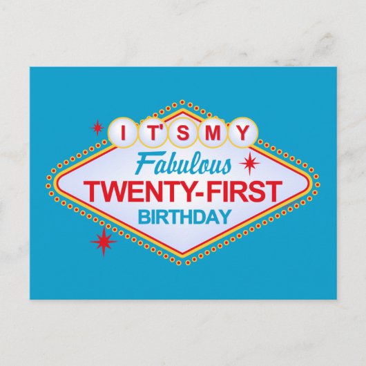 Las Vegas 21st Birthday Aankondigingskaart (Voorkant)