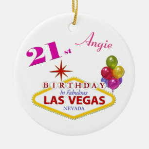 Las Vegas 21st Birthday Ceramic Ornament