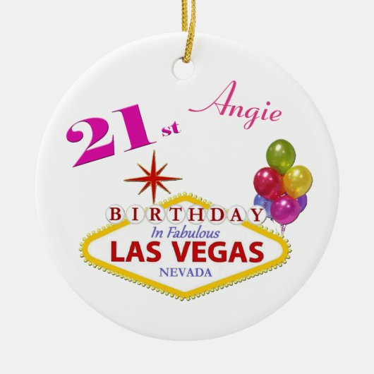 Las Vegas 21st Birthday Ceramic Ornament (Voorkant)