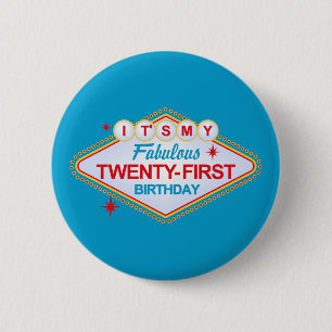 Las Vegas 21st Birthday Ronde Button 5,7 Cm